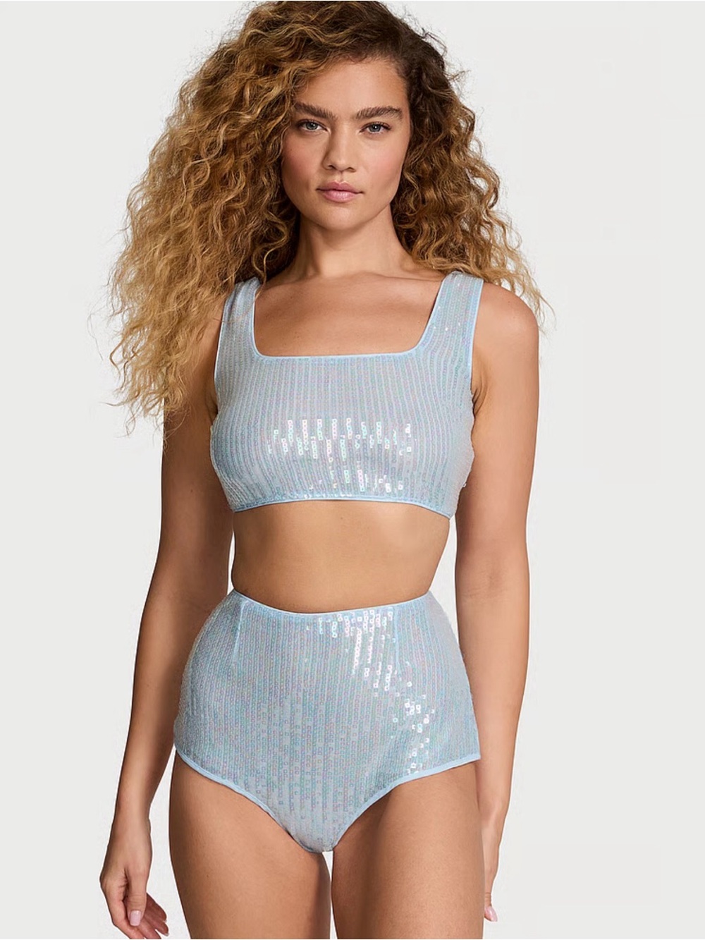 Victoria’s Secret NWT Light Blue Sequin Pajama Set XL